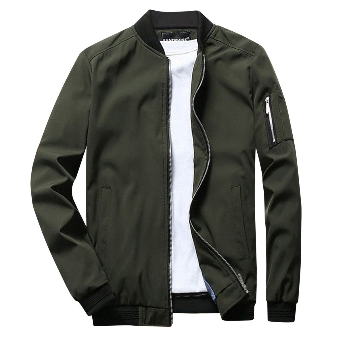 Herren Bomberjacke | Gerippte Abschlüsse & Frontreißverschluss | Körpernahe Jacke mit Reißverschluss-Ärmeltasche für Alltag | Schmid