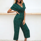 Damen Jumpsuit I Baumwollmischung | Lockere Passform mit V-Ausschnitt und kurzen Batwing-Ärmeln | Sommergebrauch | Schmid