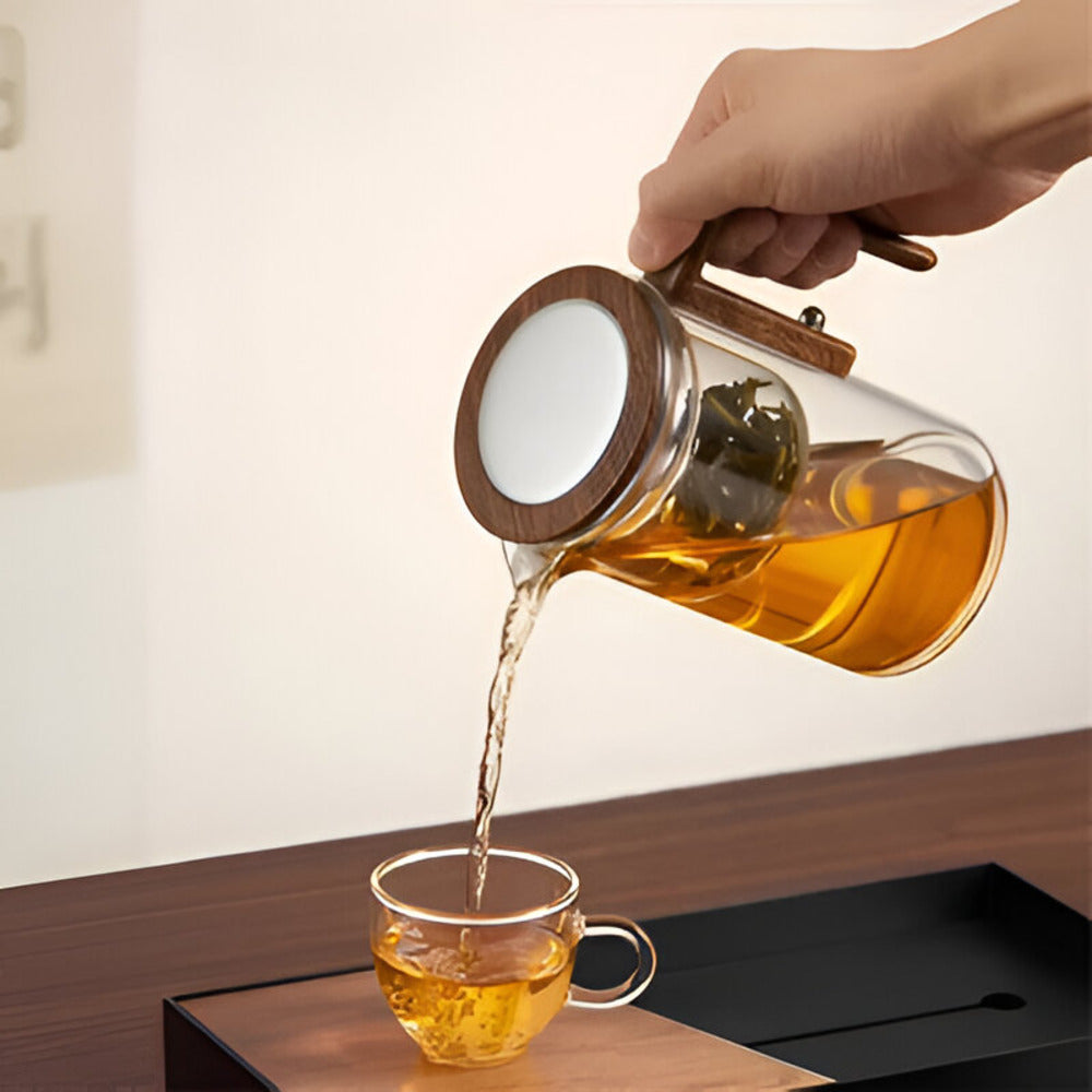 Elegante Glas-Teekanne mit Infuser – Teekanne für losen Tee