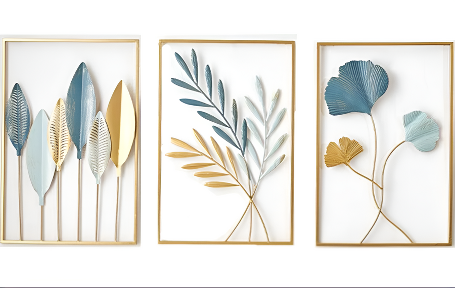 Nordische Metall-Wandkunst „Leafy Luxe“ – Blatt-Dekor aus Metall
