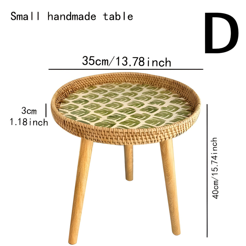 Scandi | Table Basse Ronde En Rotin Fait Main Avec Plateau En Bois