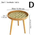 Scandi | Table Basse Ronde En Rotin Fait Main Avec Plateau En Bois