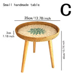 Scandi | Table Basse Ronde En Rotin Fait Main Avec Plateau En Bois