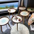 Scandi | Table Basse Ronde En Rotin Fait Main Avec Plateau En Bois