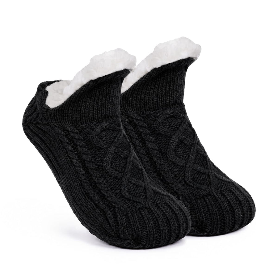 Gefütterte Wintersocken | 50 % Polyester & 50 % Acryl | Dehnbare Haussocken mit Strukturierter Grip-Sohle | Schmid