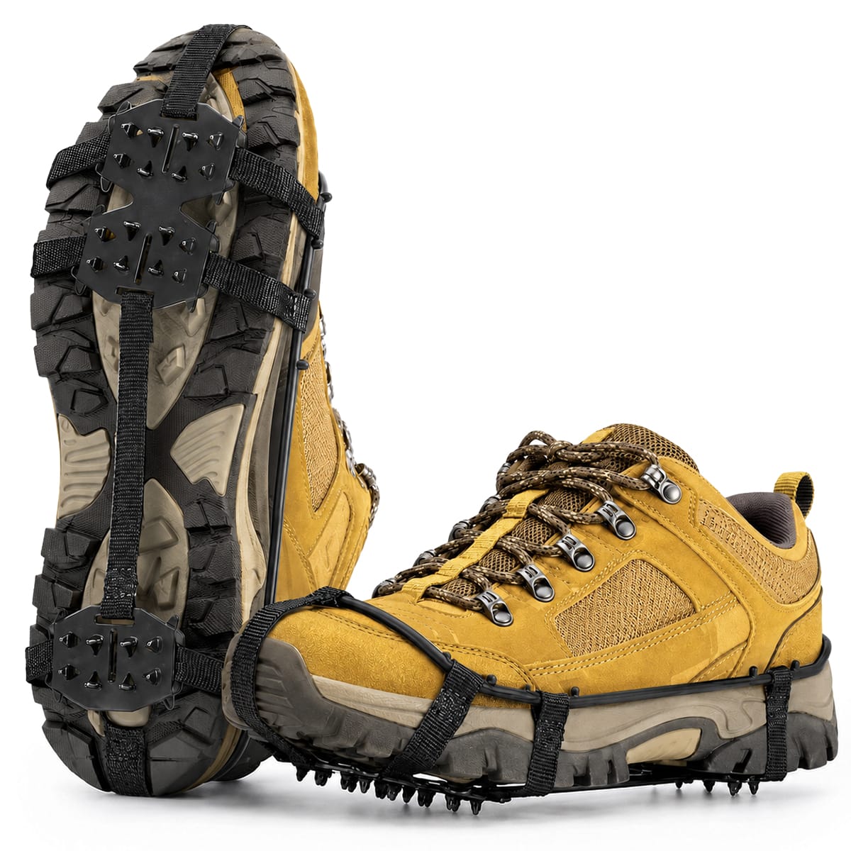 24-Zahn Eis- & Schneespikes | Elastisches Gummi & Metallzähne | Überziehbare Schuhspikes in EU 32–45 für Außenbereiche | Schmid