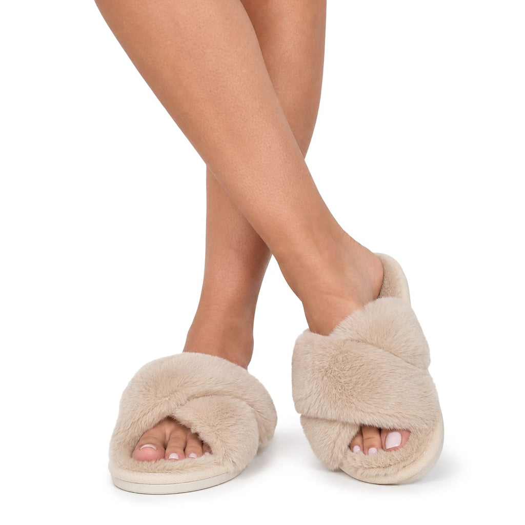 Gefütterte Damen-Winterhausschuhe | Polyester-Kunstfell & Geschlossene Fußabdeckung | Strukturierte Sohle für Zuhause | Schmid
