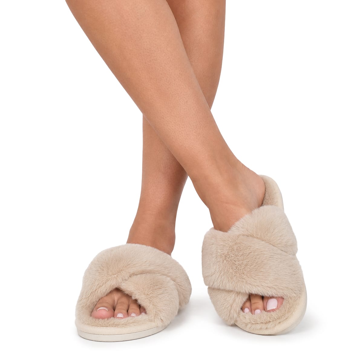 Gefütterte Damen-Winterhausschuhe | Polyester-Kunstfell & Geschlossene Fußabdeckung | Strukturierte Sohle für Zuhause | Schmid