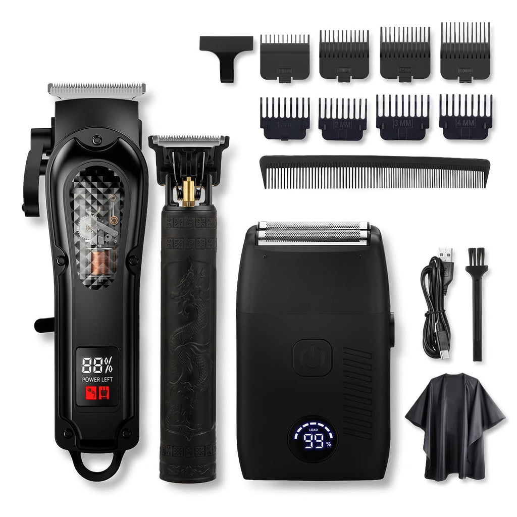 3-teiliges Haar- & Bartpflege-Set | USB-Akku mit 2600 mAh | Haarschneider, Barttrimmer & Doppelfolienrasierer | Schmid