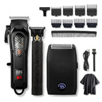 3-teiliges Haar- & Bartpflege-Set | USB-Akku mit 2600 mAh | Haarschneider, Barttrimmer & Doppelfolienrasierer | Schmid