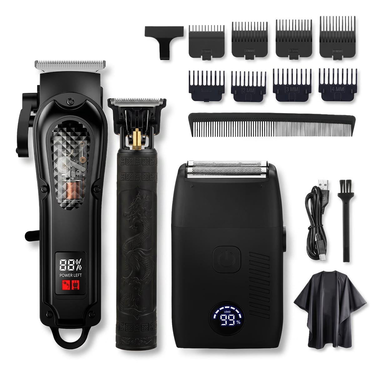 3-teiliges Haar- & Bartpflege-Set | USB-Akku mit 2600 mAh | Haarschneider, Barttrimmer & Doppelfolienrasierer | Schmid