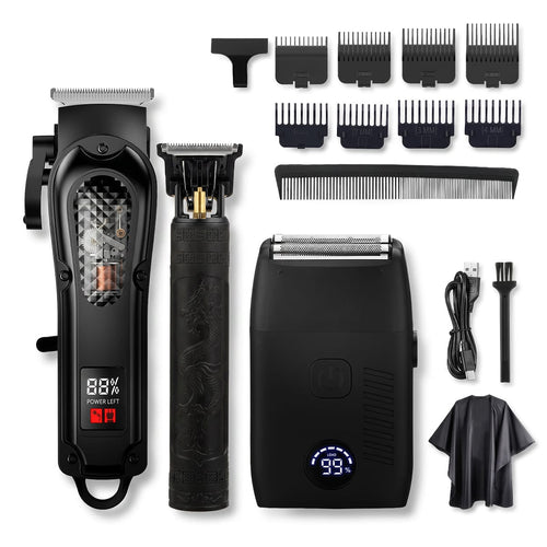 3-teiliges Haar- & Bartpflege-Set | USB-Akku mit 2600 mAh | Haarschneider, Barttrimmer & Doppelfolienrasierer | Schmid