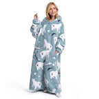 Oversized Deckenpullover mit Kapuze | 100 % Polyester-Flanell-Fleece | Lange Tragbare Decke mit Großer Fronttasche | Schmid