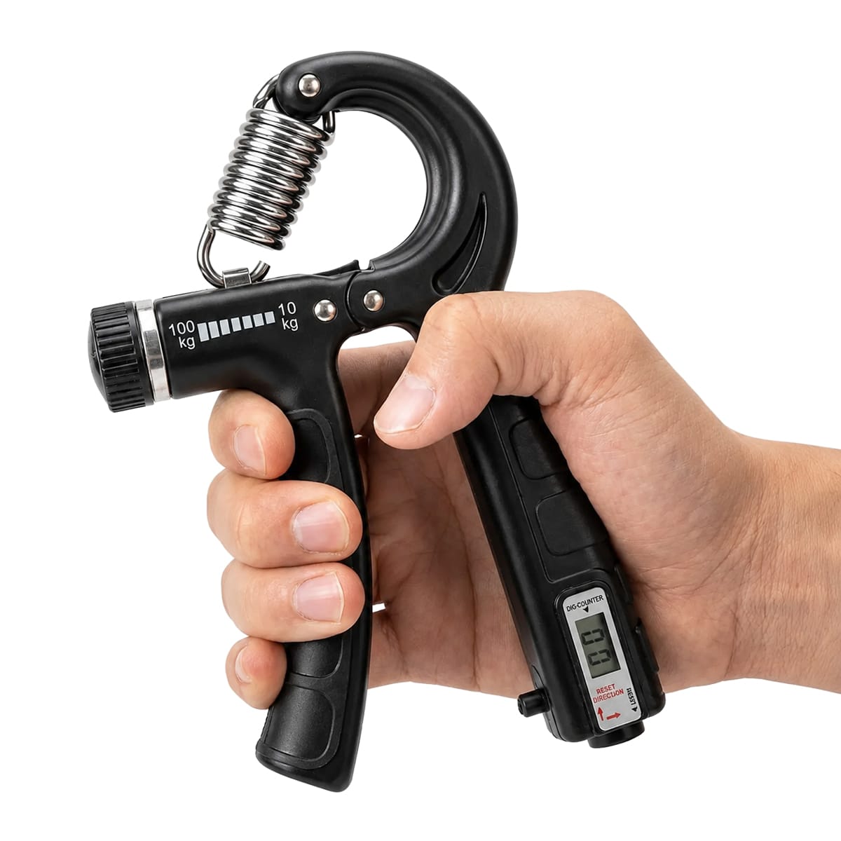 Verstellbarer Handtrainer | 10–100 kg Widerstand & Wiederholungszähler | Kompaktes Grifftrainingsgerät mit Display | Schmid
