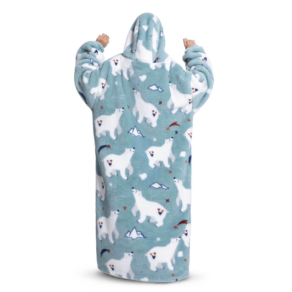 Oversized Deckenpullover mit Kapuze | 100 % Polyester-Flanell-Fleece | Lange Tragbare Decke mit Großer Fronttasche | Schmid