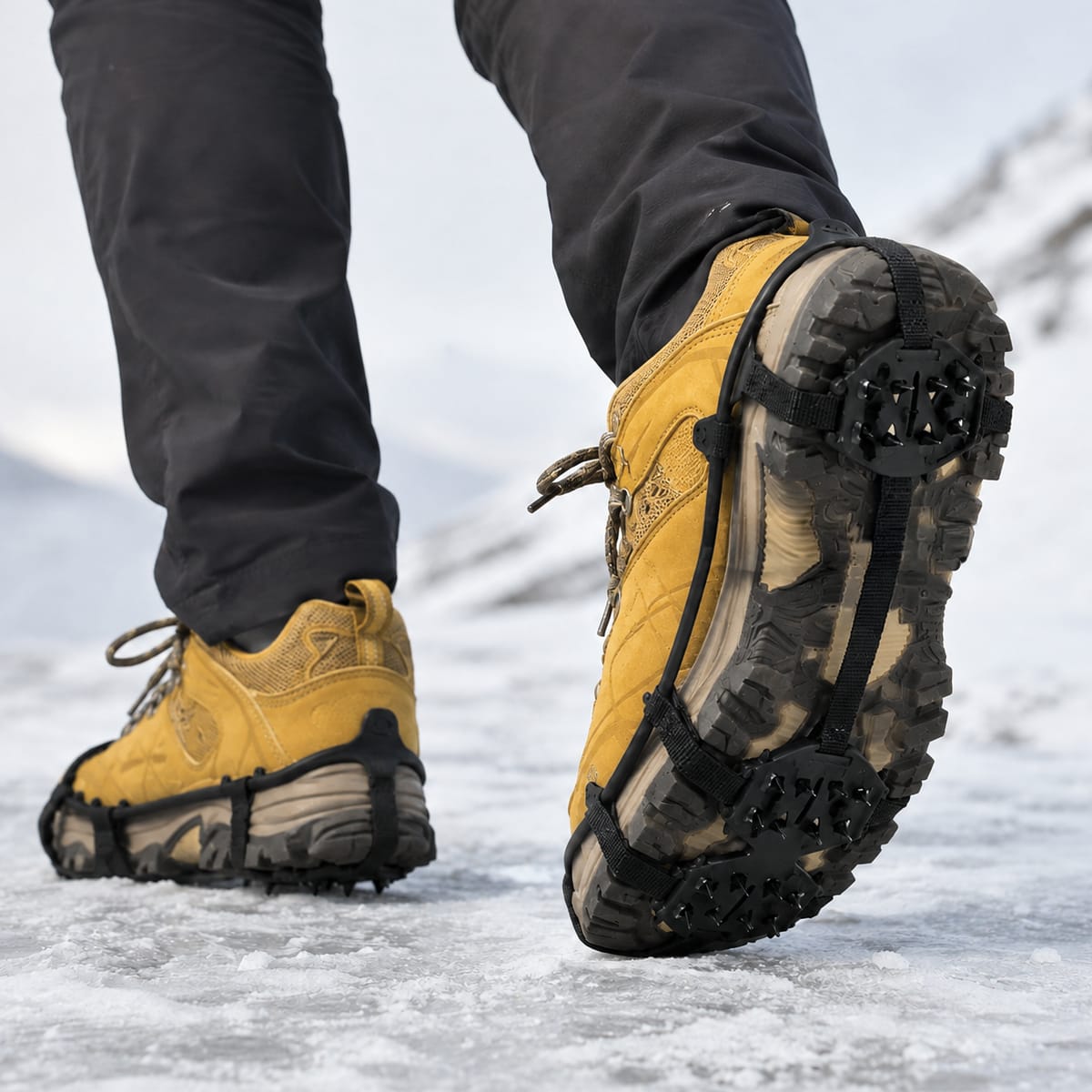24-Zahn Eis- & Schneespikes | Elastisches Gummi & Metallzähne | Überziehbare Schuhspikes in EU 32–45 für Außenbereiche | Schmid