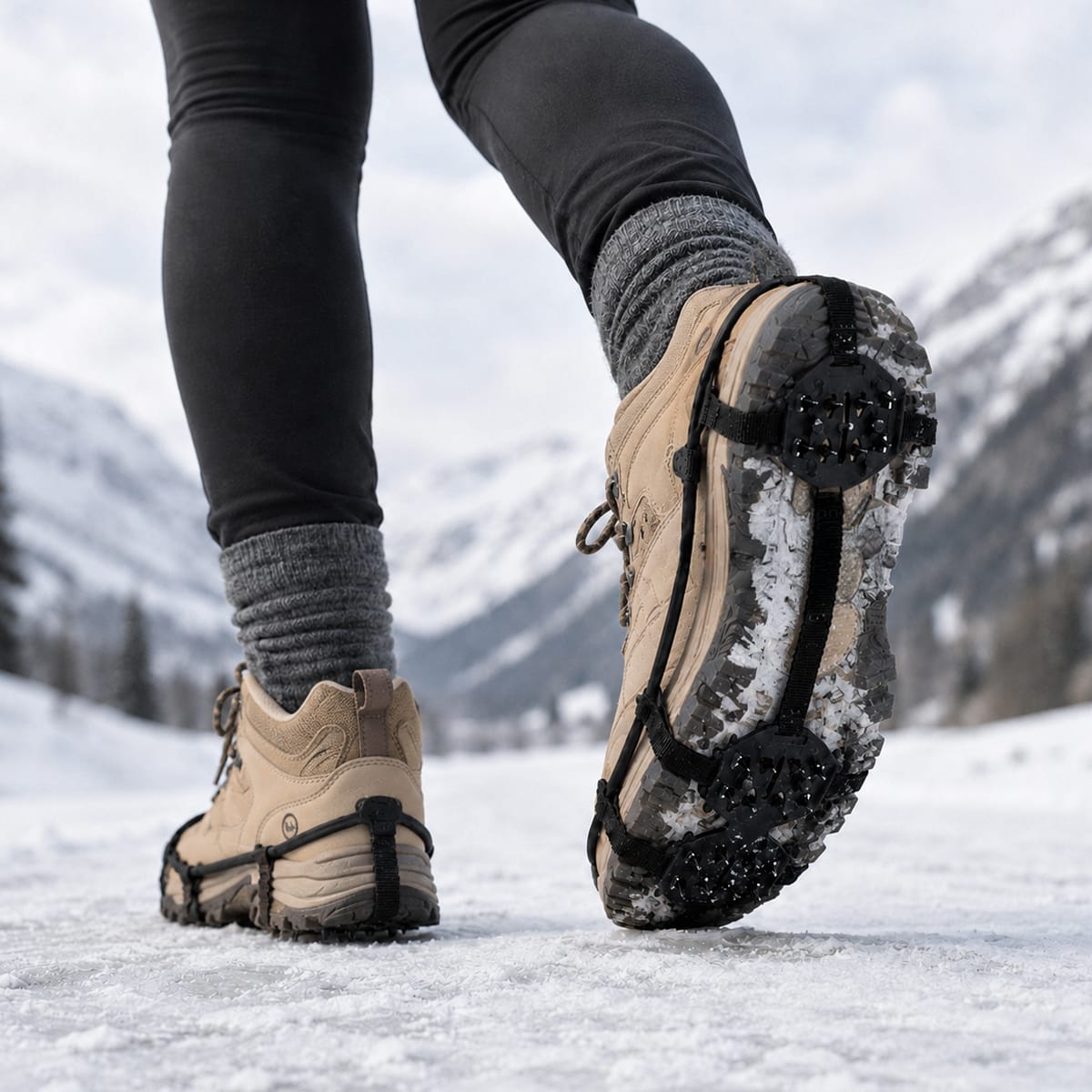 24-Zahn Eis- & Schneespikes | Elastisches Gummi & Metallzähne | Überziehbare Schuhspikes in EU 32–45 für Außenbereiche | Schmid