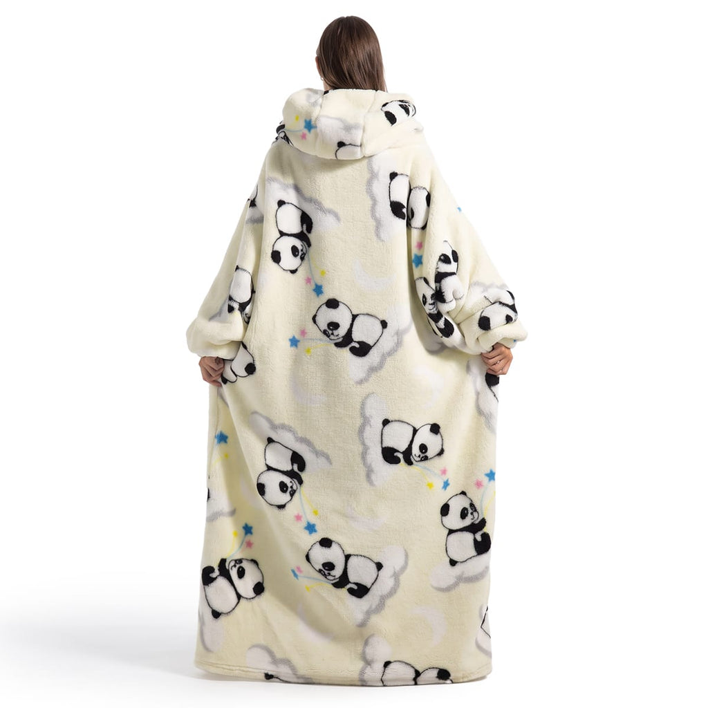 Oversized Deckenpullover mit Kapuze | 100 % Polyester-Flanell-Fleece | Lange Tragbare Decke mit Großer Fronttasche | Schmid