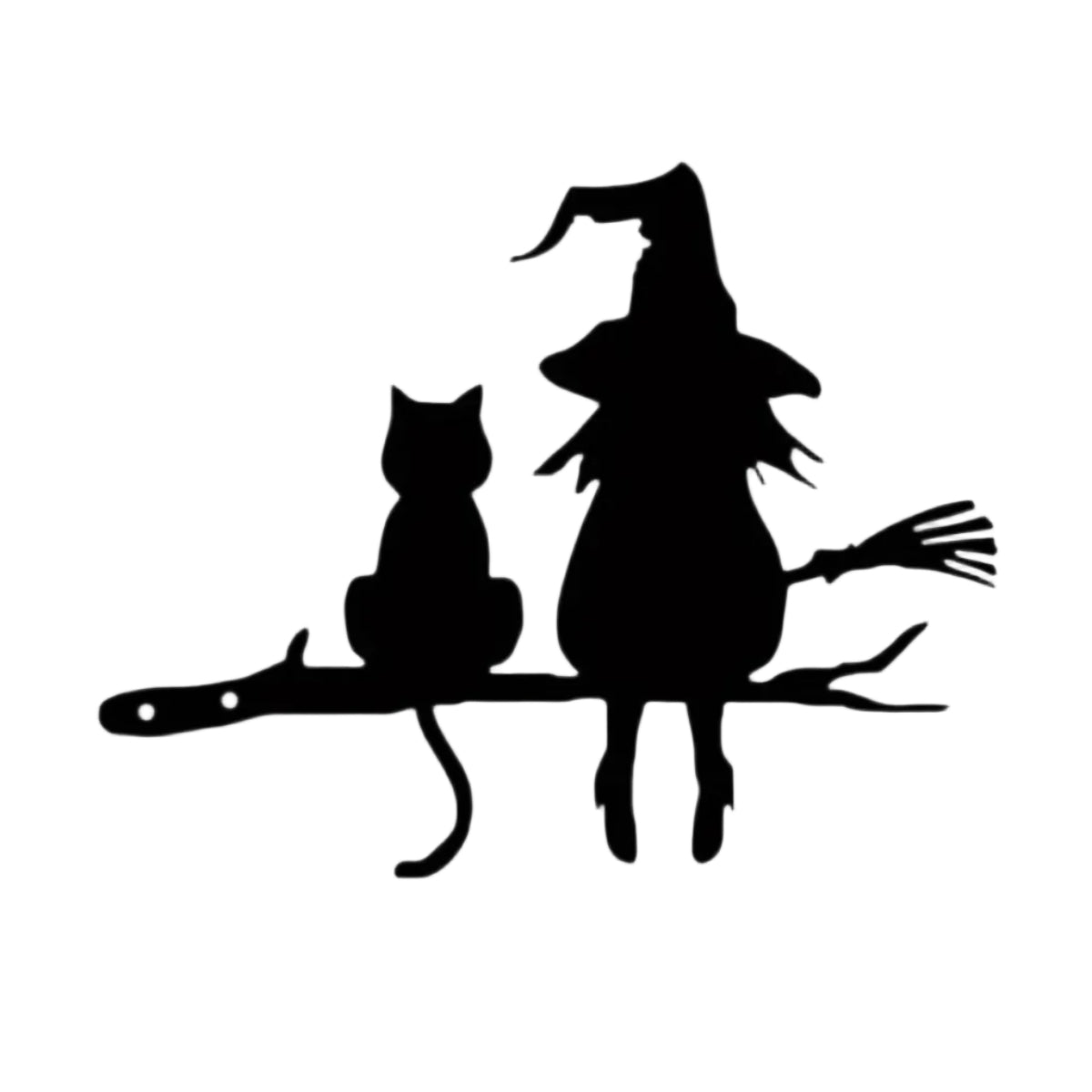 Hexe und Katze Garten Silhouette aus Eisen | 20 × 25 cm Bodenstecker | Halloween Außendekoration für Garten & Rasen | Schmid