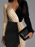 Sophie Glitzerkleid | Eleganter Abendstil mit Goldschimmer