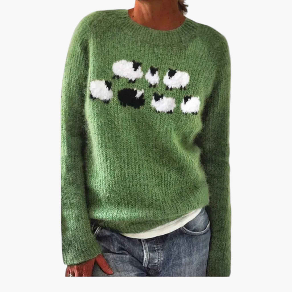 Damen Retro-Strickpullover | Vintage-Inspiriertes Design & Langarm-Konstruktion | Grüner Pullover für Herbst-Outfits | Schmid