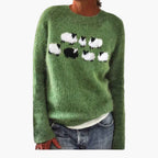 Damen Retro-Strickpullover | Vintage-Inspiriertes Design & Langarm-Konstruktion | Grüner Pullover für Herbst-Outfits | Schmid