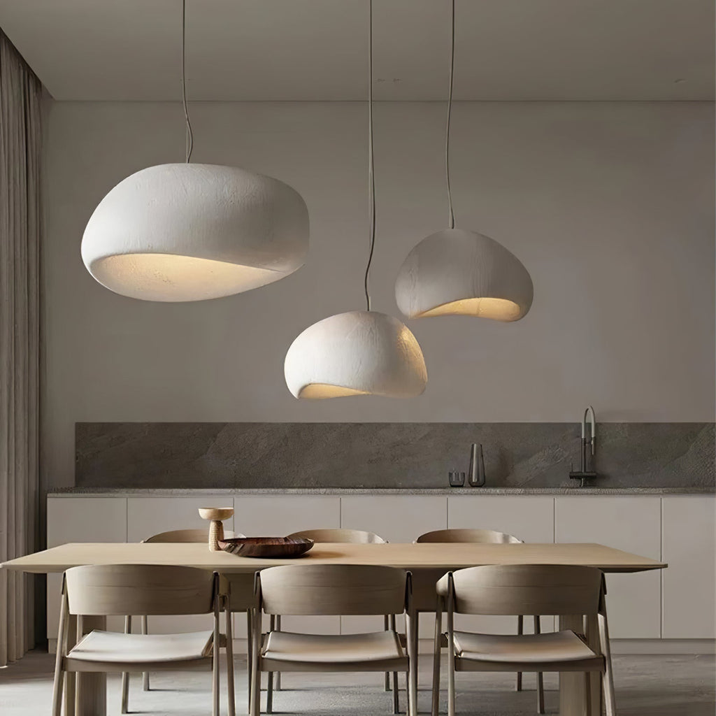 Wabi-Sabi Pendelleuchte aus Gewebe – Deckenlampe für Innenräume