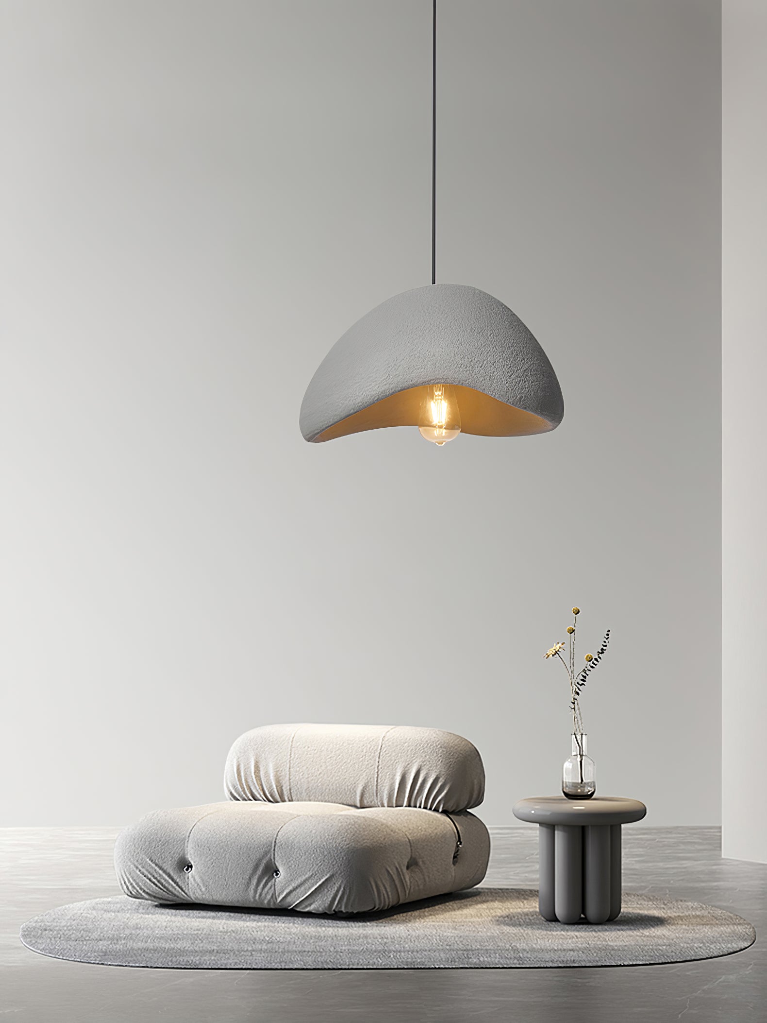 Wabi-Sabi Pendelleuchte aus Gewebe – Deckenlampe für Innenräume