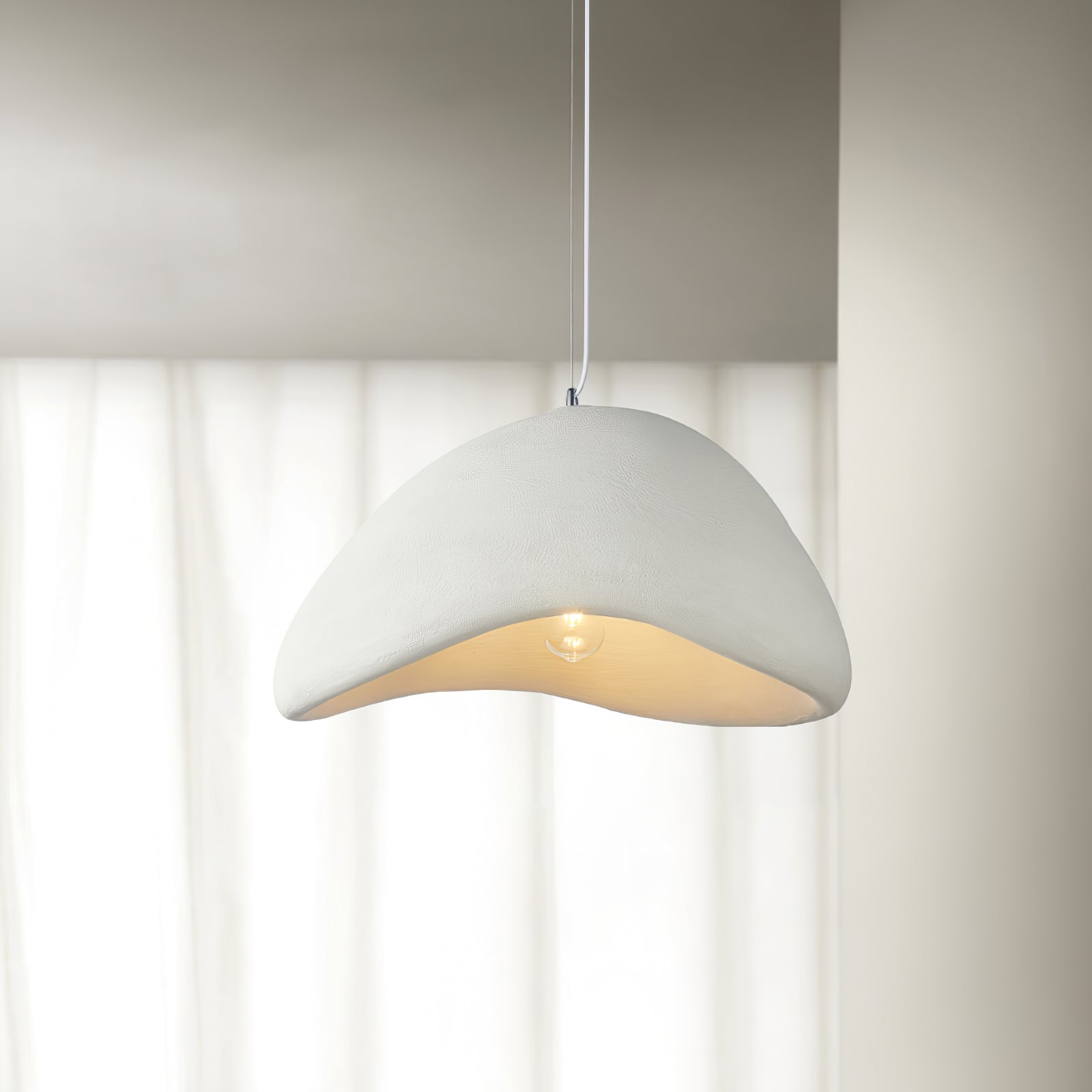 Wabi-Sabi Pendelleuchte aus Gewebe – Deckenlampe für Innenräume