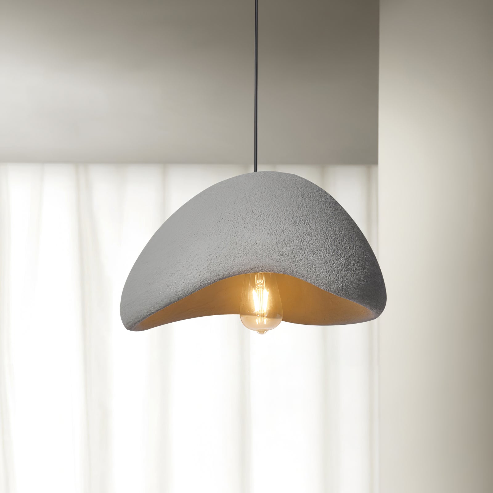 Wabi-Sabi Pendelleuchte aus Gewebe – Deckenlampe für Innenräume