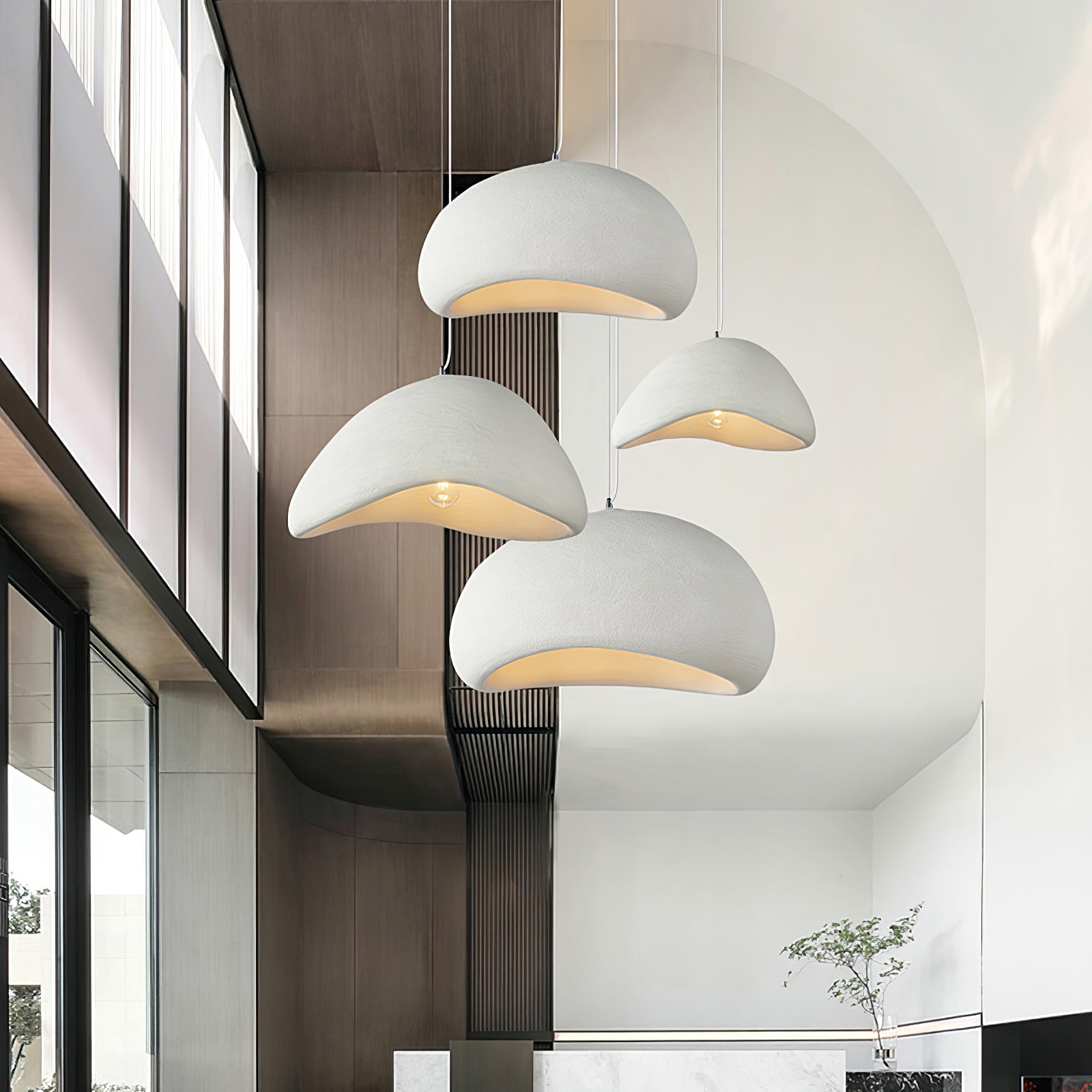 Wabi-Sabi Pendelleuchte aus Gewebe – Deckenlampe für Innenräume