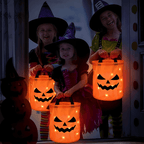 Halloween Kürbis Trick-or-Treat Korb aus PVC | Integriertes LED Lichtdesign | Faltbarer Süßigkeitenkorb für Halloween | Schmid