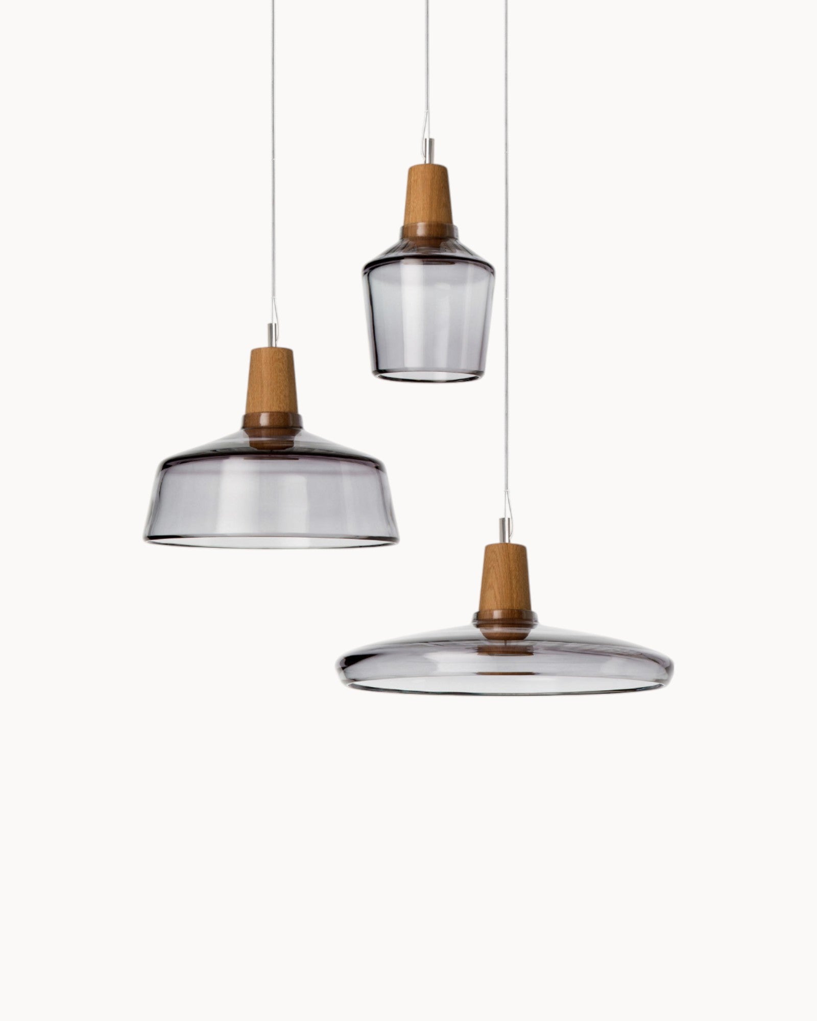 Loft Pendelleuchte – Glas und Holz, E27, Höhenverstellbar