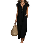 Damen Maxikleid | Ärmelloses Maxikleid mit V-Ausschnitt und Rüschen | Reguläres Freizeitkleid in Maxi-Länge | Schmid