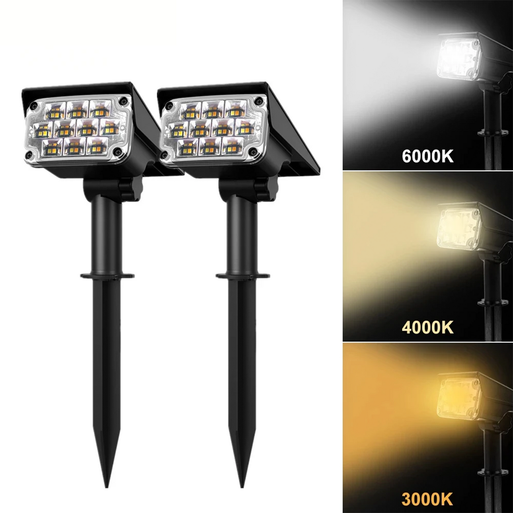 Solar LED Gartenstrahler – kabellos, für Außenbereich, wetterbeständig