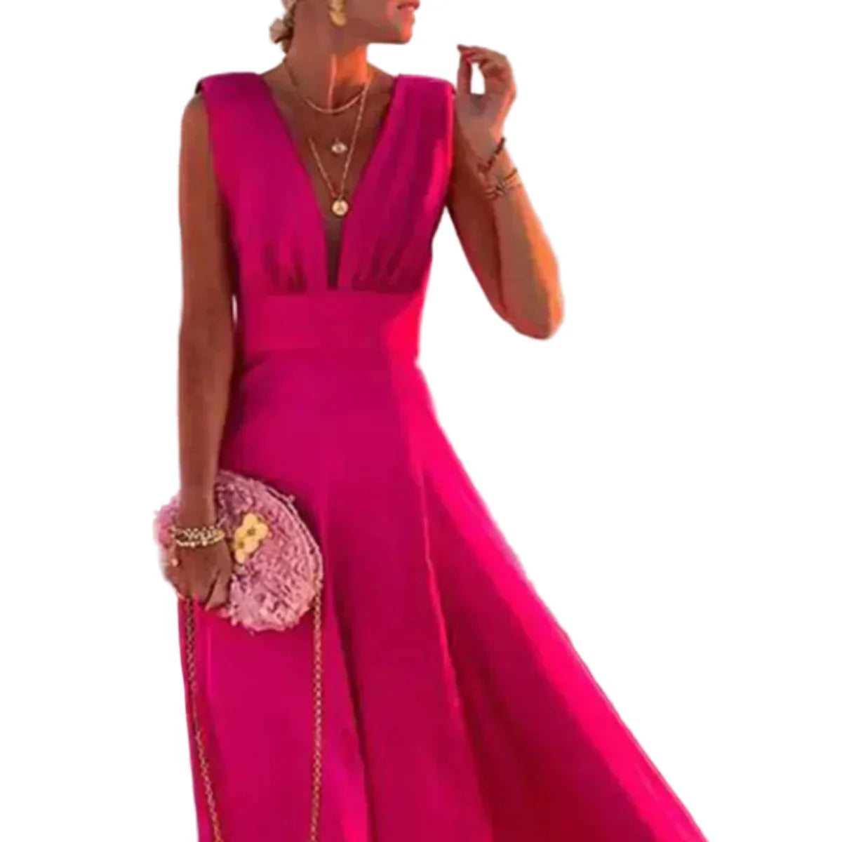 Damen Maxikleid aus Polyester | Ärmelloses Maxikleid mit Allover-Print | Alltag und Urlaub | Schmid