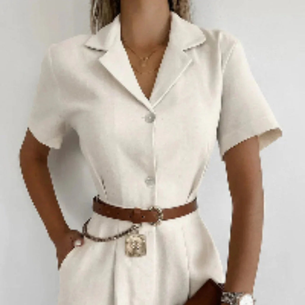 Damen Leinen Jumpsuit | Kurzärmliges Jumpsuit Mit Komfortabler Passform Für Den Sommer | Schmid