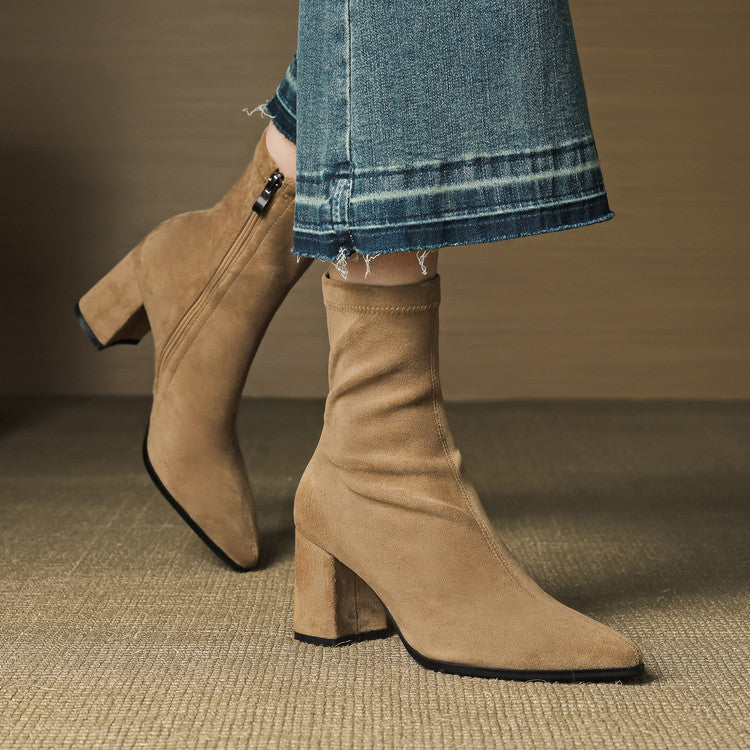 Sienna Suede Stiefel – Damen Mid-Calf Boots aus Wildleder-Look