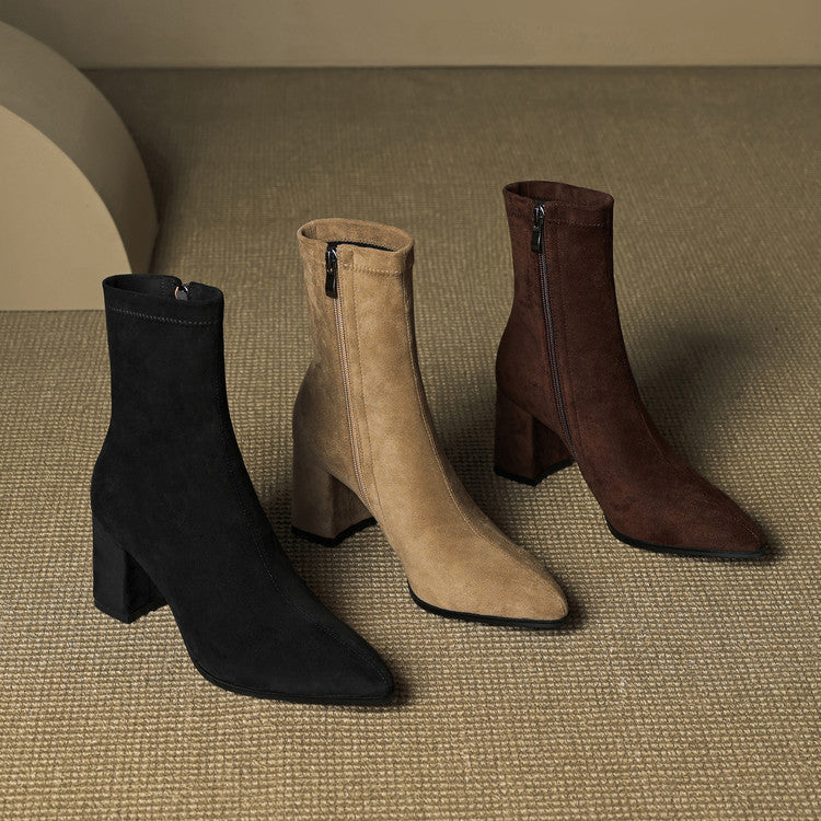 Sienna Suede Stiefel – Damen Mid-Calf Boots aus Wildleder-Look