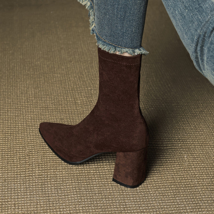 Sienna Suede Stiefel – Damen Mid-Calf Boots aus Wildleder-Look