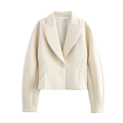 Damen blazerjacke | im modernen cropped-design mit elegantem revers und praktischen taschen ww