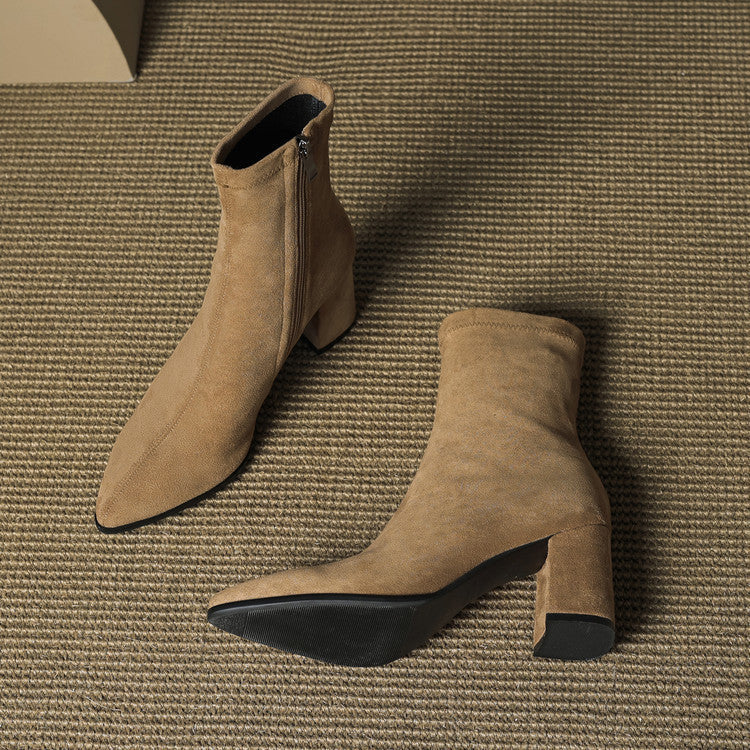 Sienna Suede Stiefel – Damen Mid-Calf Boots aus Wildleder-Look