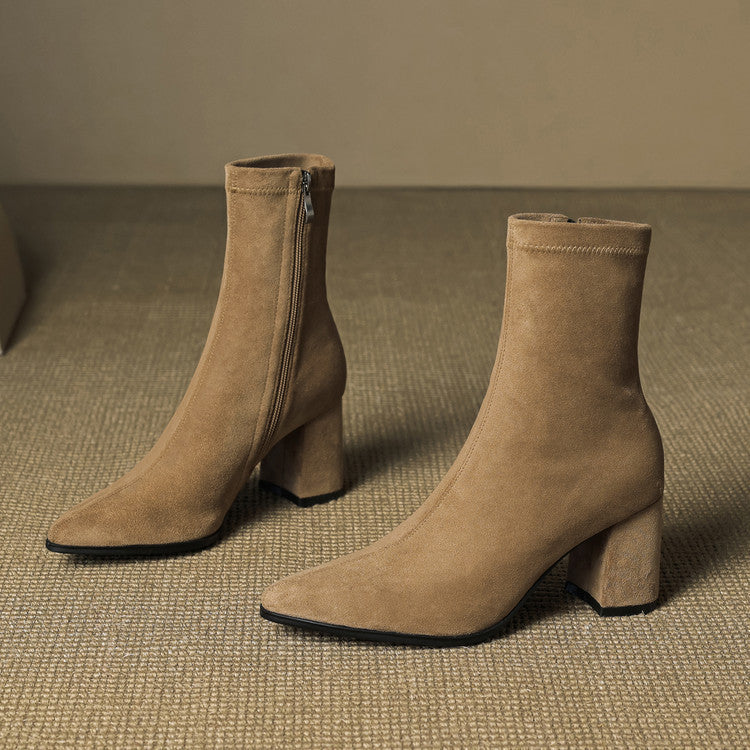 Sienna Suede Stiefel – Damen Mid-Calf Boots aus Wildleder-Look