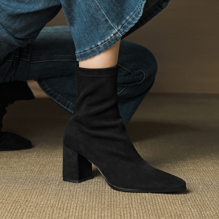 Sienna Suede Stiefel – Damen Mid-Calf Boots aus Wildleder-Look