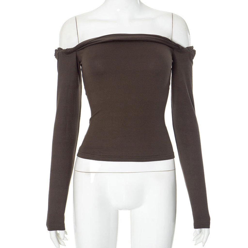 Damen - Langarm Top Off-Shoulder Oberteil