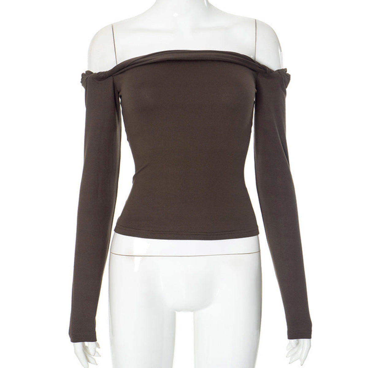 Damen - Langarm Top Off-Shoulder Oberteil