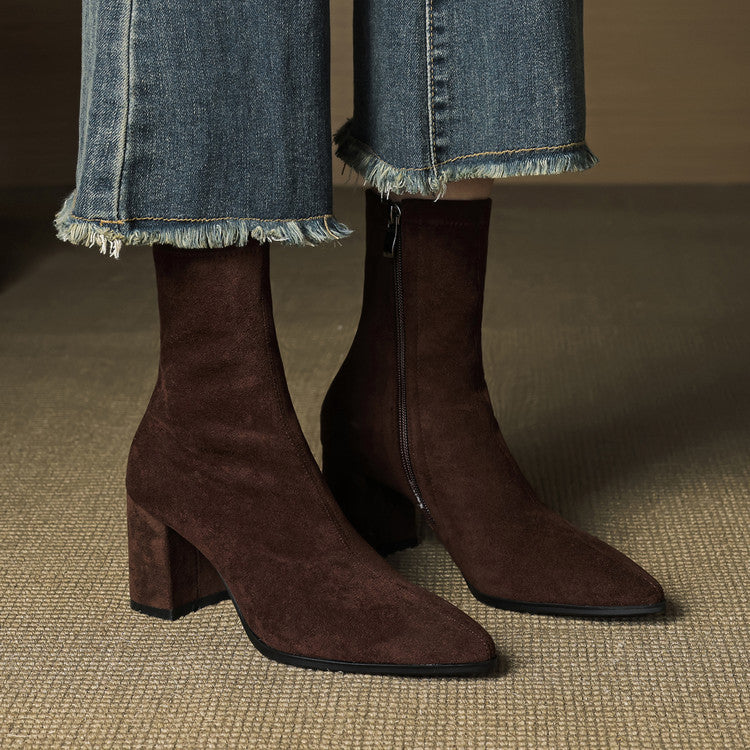 Sienna Suede Stiefel – Damen Mid-Calf Boots aus Wildleder-Look