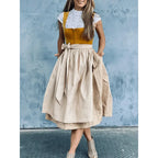 Damen Dirndl-Kleid | Tailliertes Oberteil & Spitzenbluse | Midikleid mit Schürzenrock für Oktoberfest, Festivals & Themenanlässe | Schmid