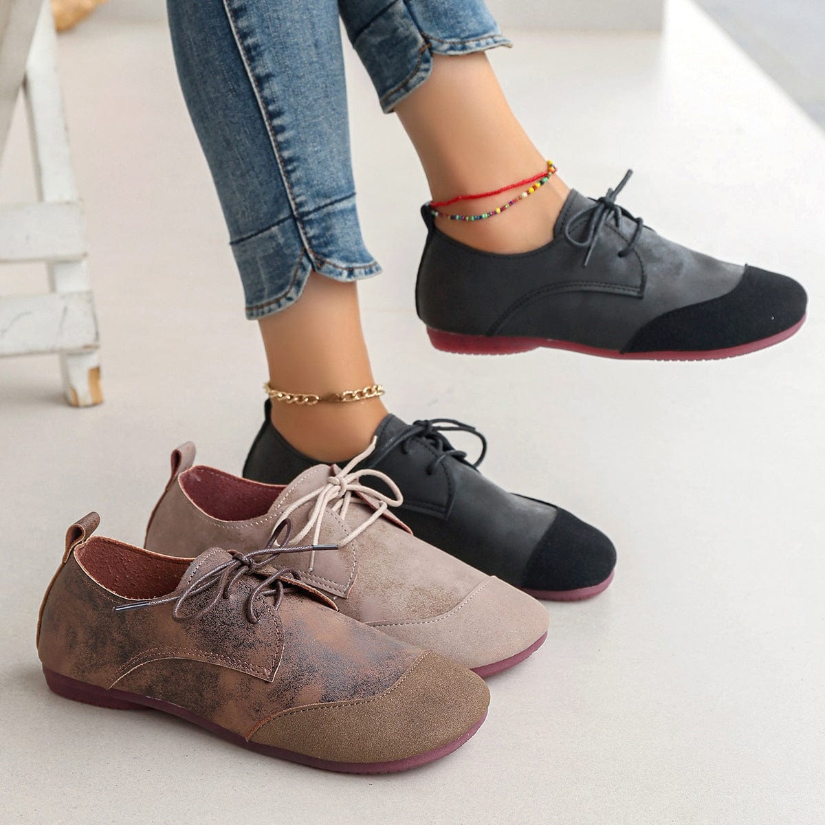 Damen Flache Riemenschuhe | Textil-Synthetik-Obermaterial & Geschlossene Zehen | Flexible Schuhe mit Mehreren Riemen | Schmid