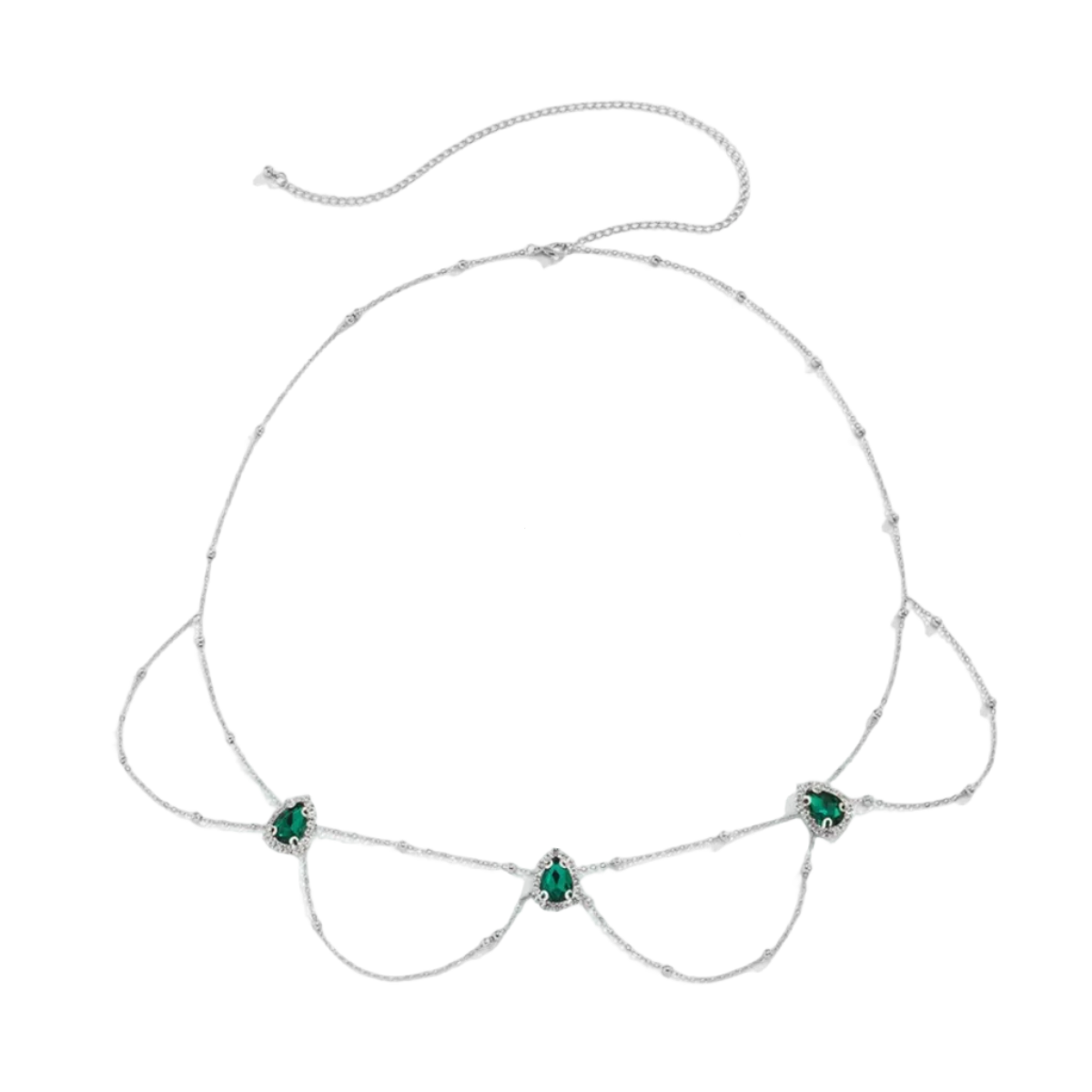 Bauchkette - Schmuck Körperkette Mit Grünen Steinen